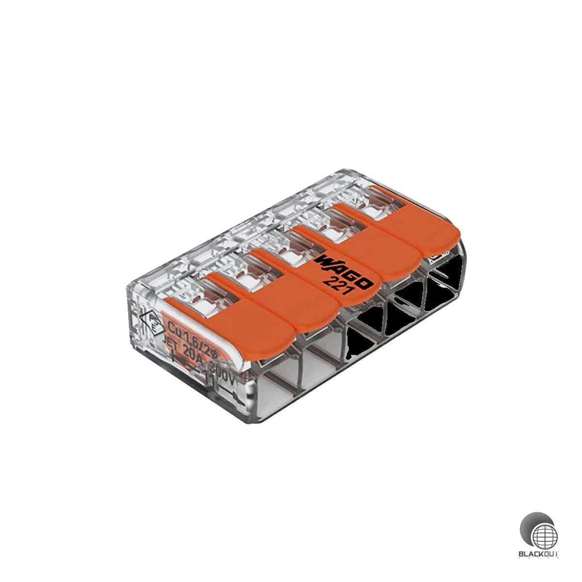 WAGO Verbindungsklemme mit Hebeln, für alle Leiterarten, max. 4mm², transparent 1