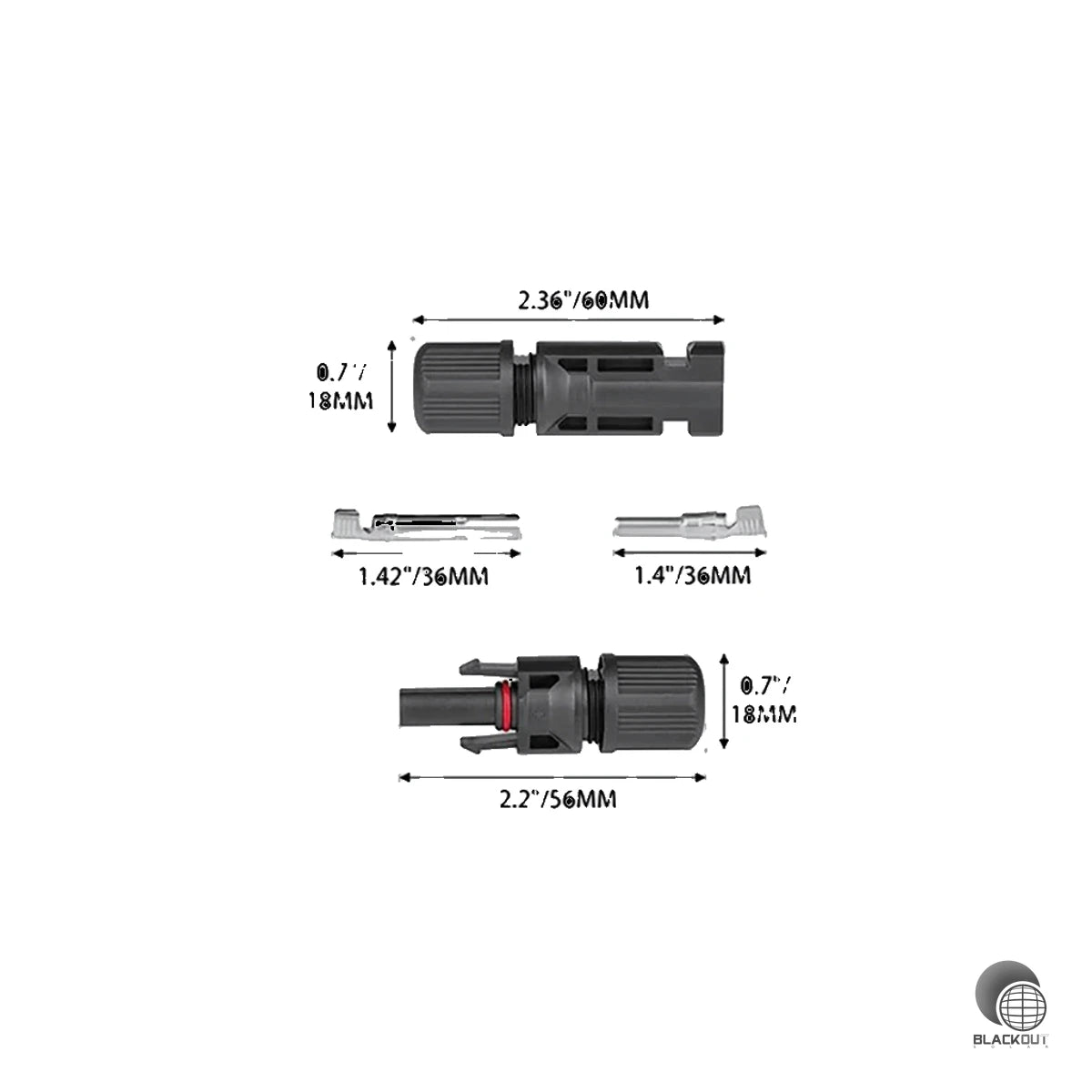 Solarpanel Stecker (PV-Stecker), Männlich/Weiblich (B2B) 1