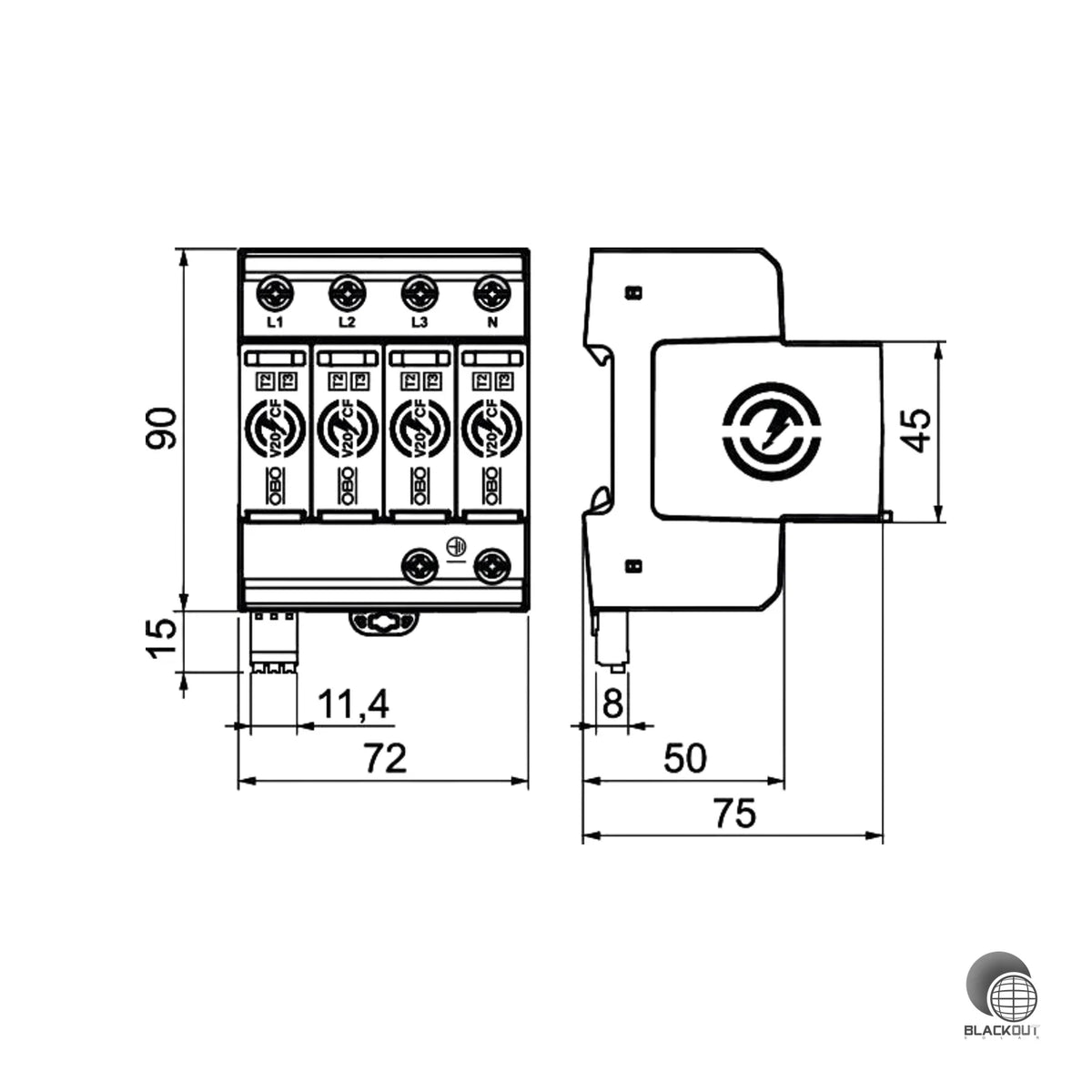 OBO Bettermann SurgeController V20 Überspannungsableiter Typ 2 3P+NPE 300V