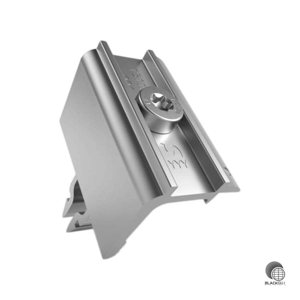 Endklemme für Solarmodule mit Rahmen zwischen 30 und 40 mm Höhe — mit integriertem Erdungspin für schnelle, normgerechte Montage auf Schletter-Modultragprofilen.