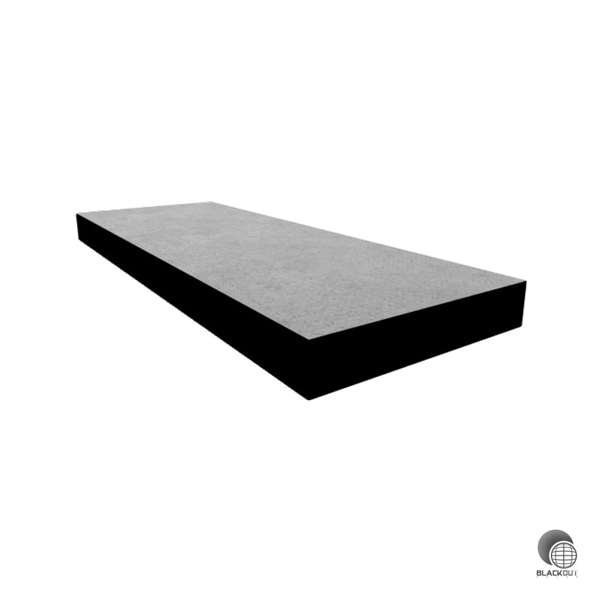 Robuste Gummigranulat-Matte mit Alukaschierung als Unterlagenschutz für Ballast-PV-Anlagen — im passgenauen Zuschnitt von 300×110×20 mm.