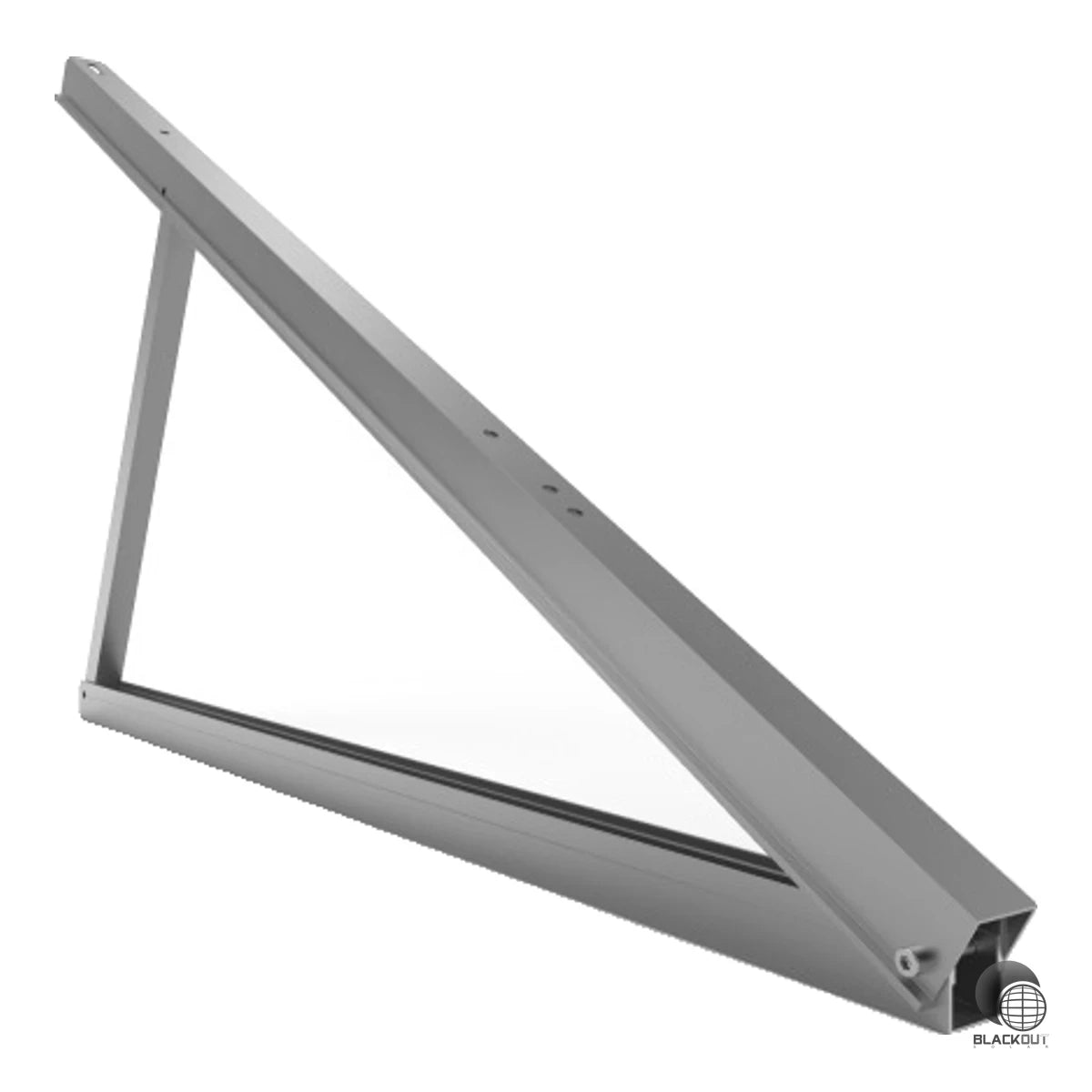 Flexibles Aluminium-Trägerset für Flachdach-PV-Anlagen auf Bitumenbelag – ohne Dachdurchdringung, mit einstellbarem Neigungswinkel von 15° bis 40°.