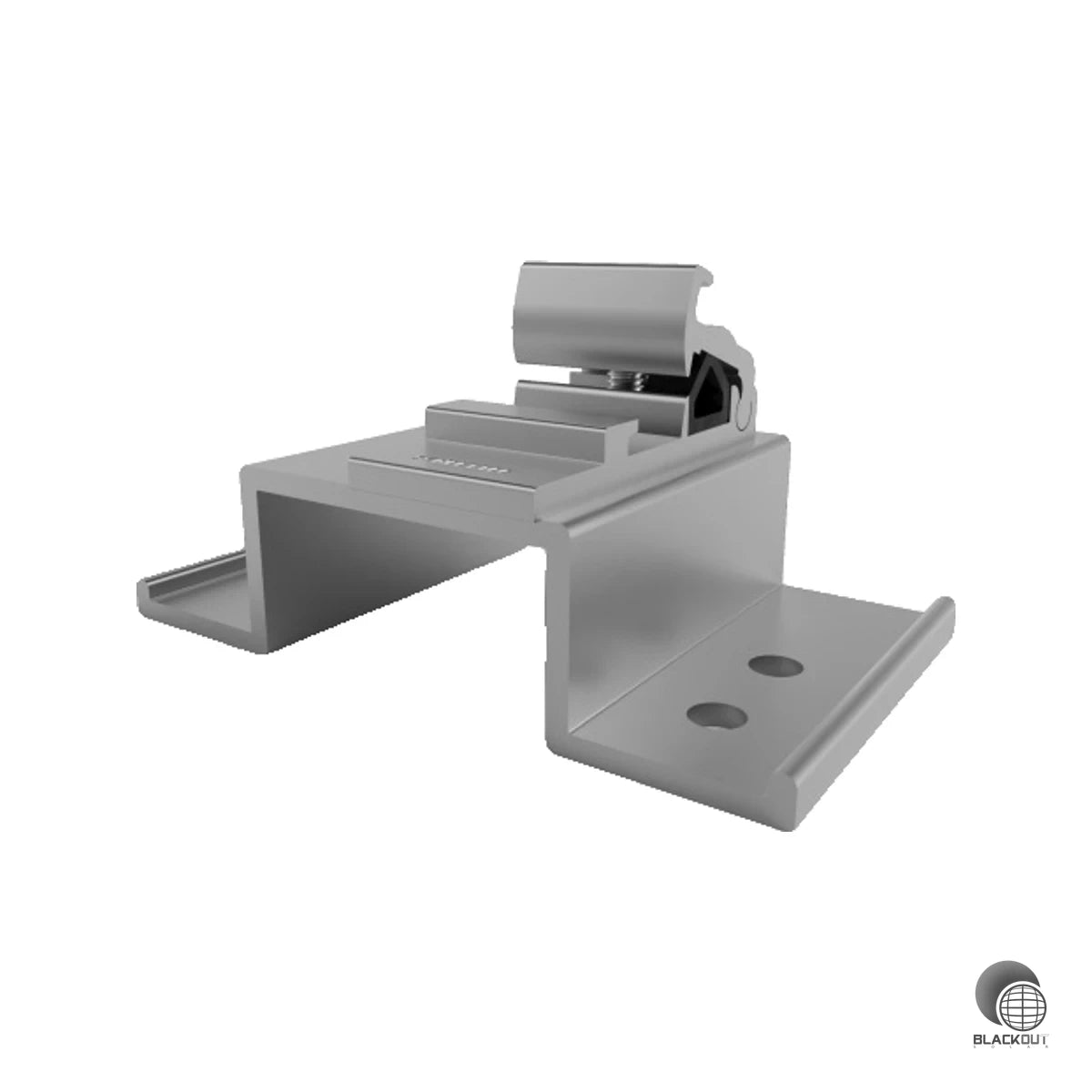 Universelle Aluminium-Befestigung für PV-Module auf Bitumendächern mit Vollschalung — ohne Entfernen der Bitumenschindeln. Die KlickTop-Funktion ermöglicht flexible Modul-Ausrichtung per 90°-Drehung direkt am Dach.