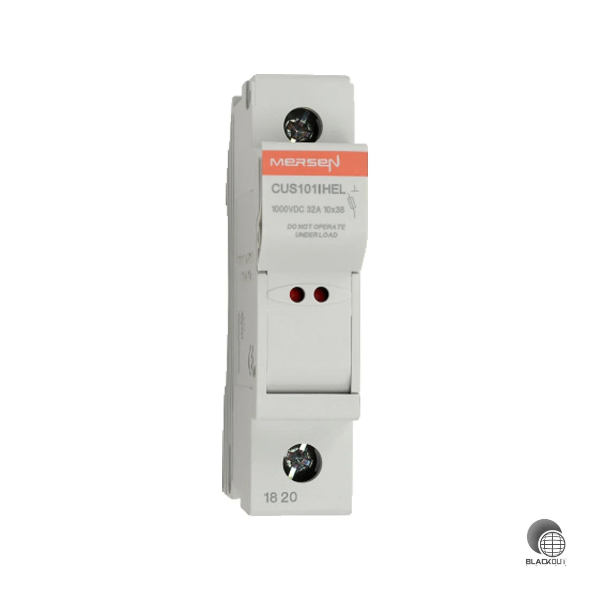 Einpoliger PV-Sicherungshalter für 10×38-mm-Sicherungen mit integrierter Sicherungsüberwachung — speziell für den Einsatz in Photovoltaikanlagen bis 1000 V DC ausgelegt.