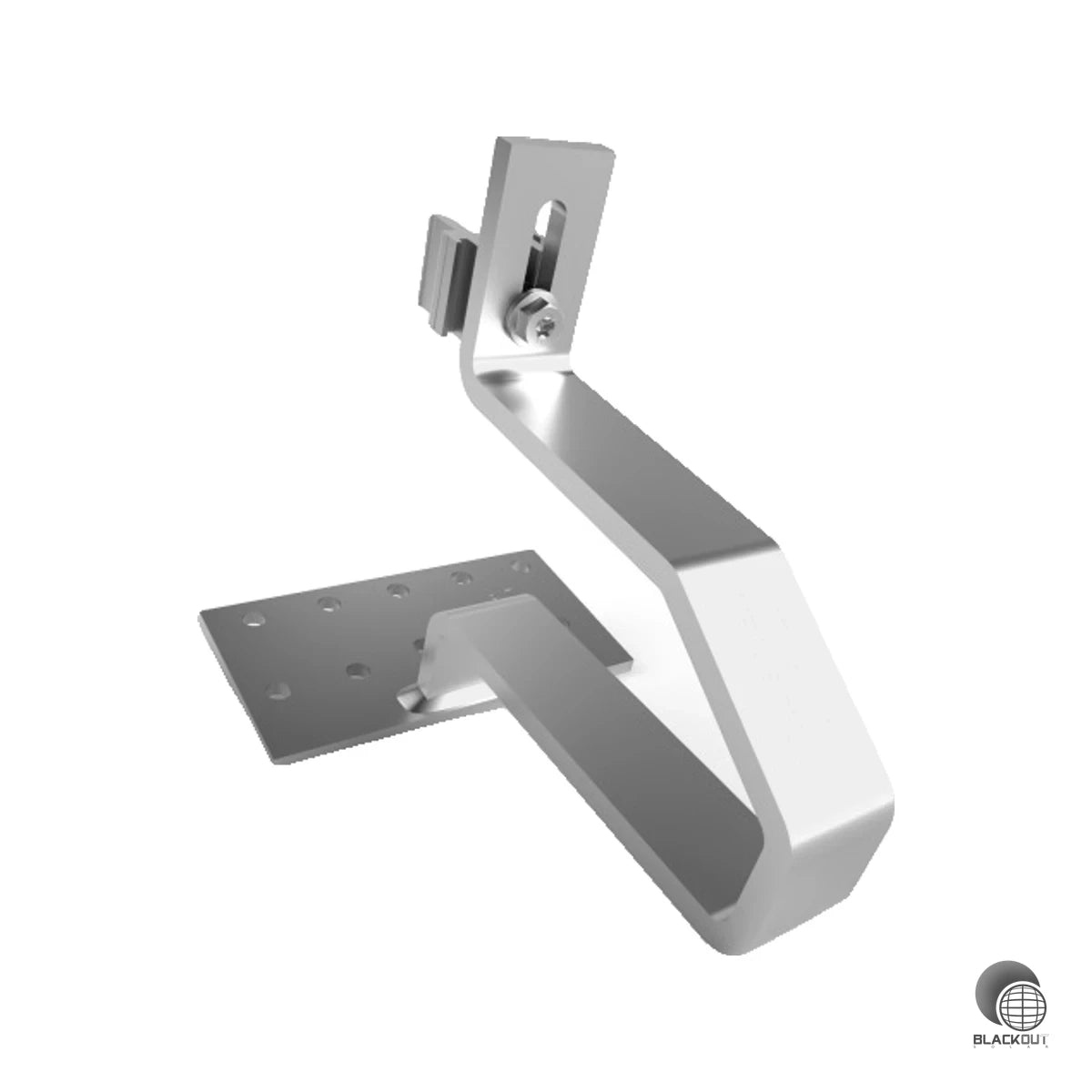 Hochwertiger Edelstahl-Dachhaken für Dachpfannen mit 150 mm langer Montageplatte — vorinstalliert und kompatibel mit dem Schletter ProLine- und Baukastensystem.