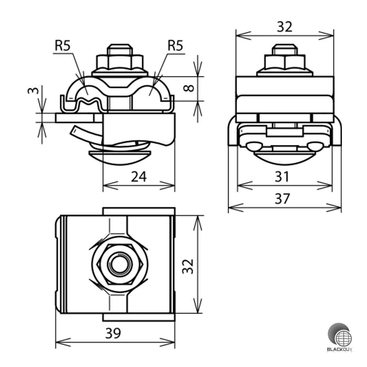 DEHN UNI-Falzklemme FK 8.10 Aluminium/NIRO für Falze 0,7–8 mm