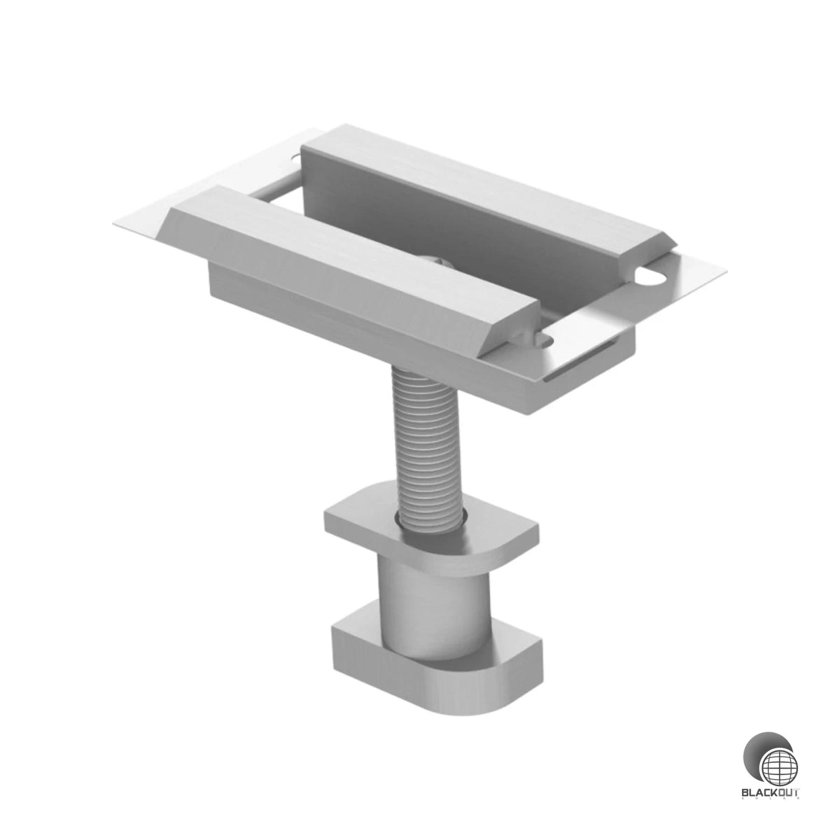 Vormontierte Mittelklemme zur schnellen und sicheren Befestigung von Solarmodulen auf der Prefa Tragschiene – ideal für eine zeitsparende Montage auf dem Dach.