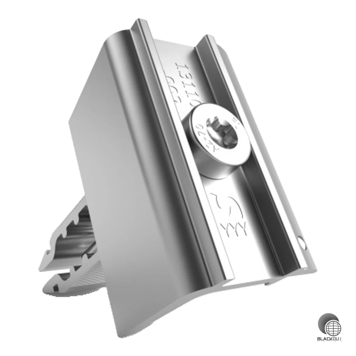 Hochwertige Aluminium-Endklemme aus der Rapid16-Klemmenfamilie für Modulrahmenhöhen von 40 bis 50 mm – mit integriertem Erdungspin und allgemeiner bauaufsichtlicher Zulassung.