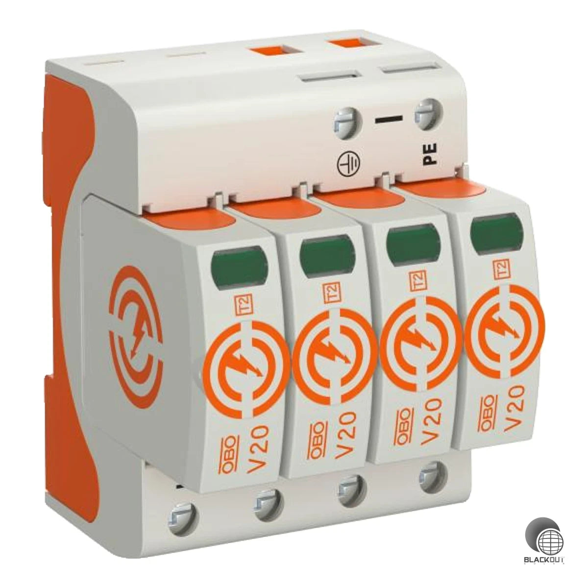 Modularer Überspannungsableiter Typ 2 für TN-Netze mit bis zu 40 kA Ableitvermögen pro Pol. Steckbarer Ableiter mit optischer Statusanzeige und integriertem Kurzschlussschutz für die Hutschienenmontage.