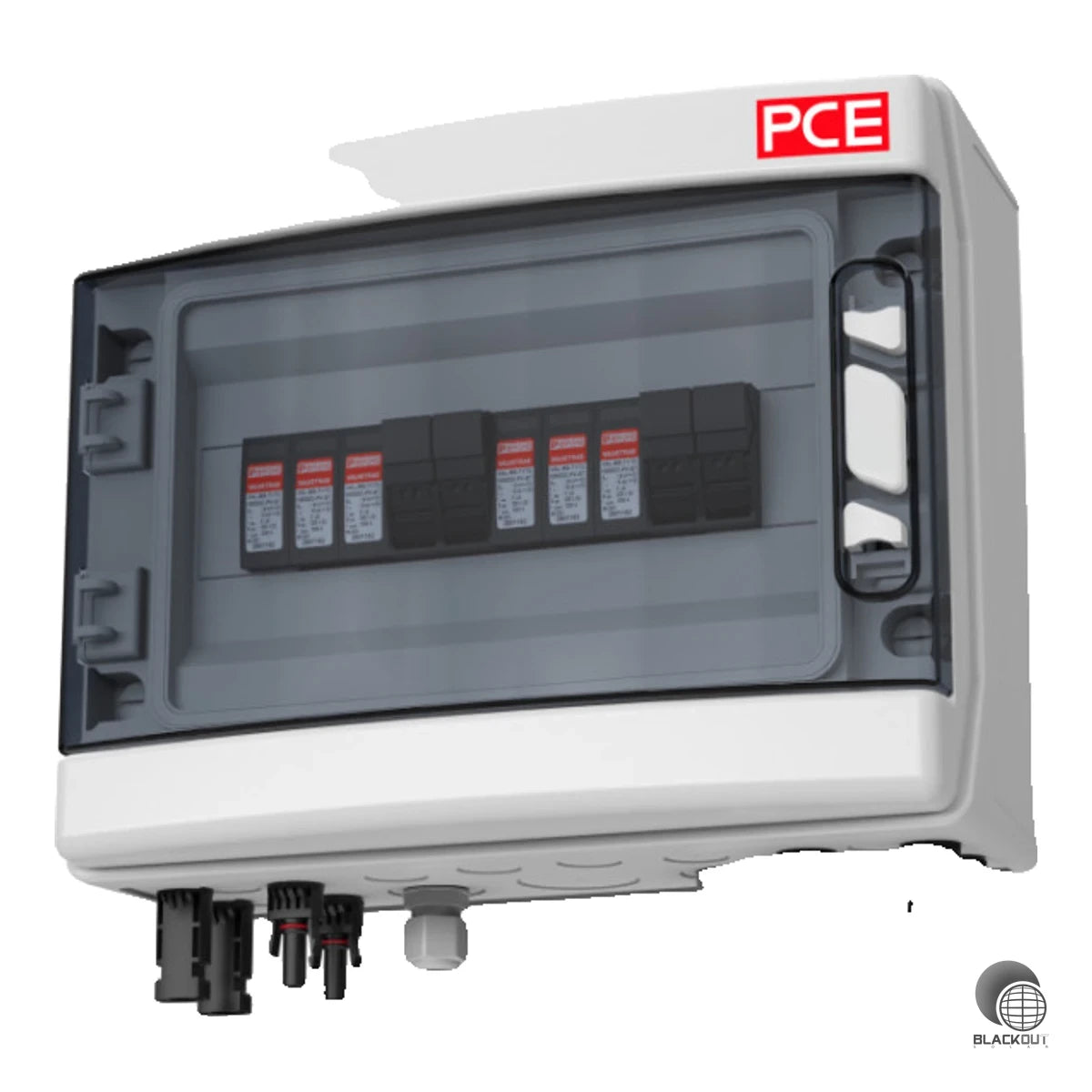 Fertig verdrahteter DC-Generatoranschlusskasten (GAK) mit Typ-2-Überspannungsschutz für PV-Anlagen mit bis zu 2 MPP-Trackern und 1000 V DC Eingangsspannung.
