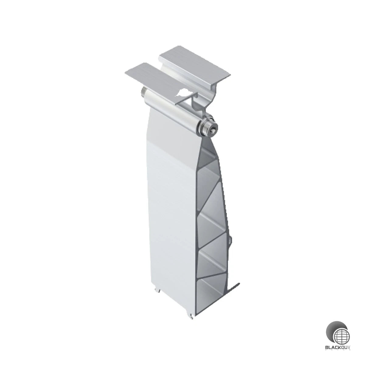 Statisch optimierter Hinterfuß für die Hochformat-Modulaufständerung des Aerocompact Compactflat SN 2 Systems auf Flachdächern — für Süd-Ausrichtung mit 5–8° Neigungswinkel.