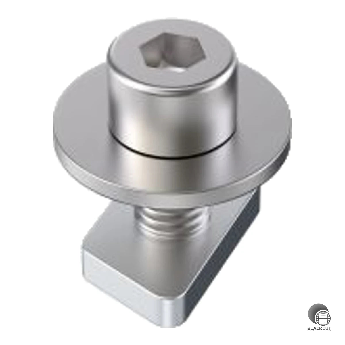 Vormontiertes Verschraubungsset aus Edelstahl A2-70 zur Befestigung von PV-Modulzubehör an Aerocompact Montageschienen. Bestehend aus Innensechskantschraube M8x16 mm, Unterlegscheibe und Gewindeplatte – komplett vormontiert für schnelle Installation.