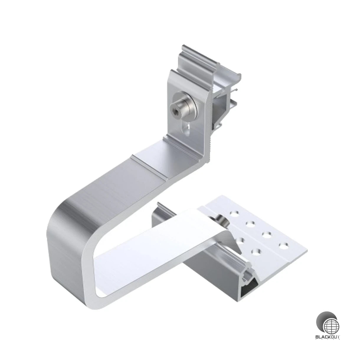 Aluminium-Dachhaken für Pfannenziegeldächer mit dicken Betonziegeln — mit Click-Schnellmontage für die zügige Anbindung an Trägerprofile X40 und X50.