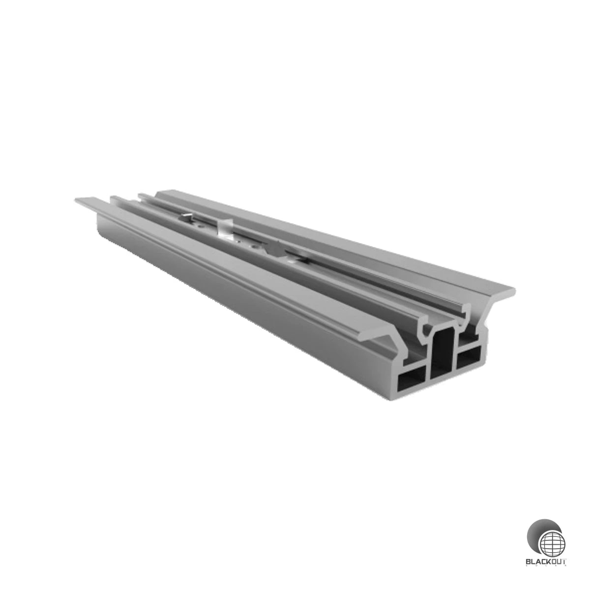 Werkzeugloser Verbinder für Ballastschienen des Schletter FixGrid Pro Systems — schnell montiert, sicher verbunden.