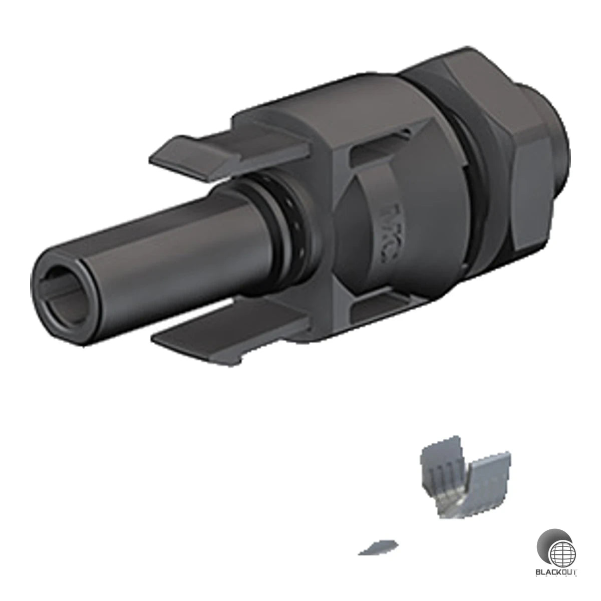 Original MC4-Aufbaudosenbuchse von Stäubli für die sichere Verbindung zwischen Wechselrichter bzw. Verteilergehäuse und PV-String – robust, dicht und zertifiziert.