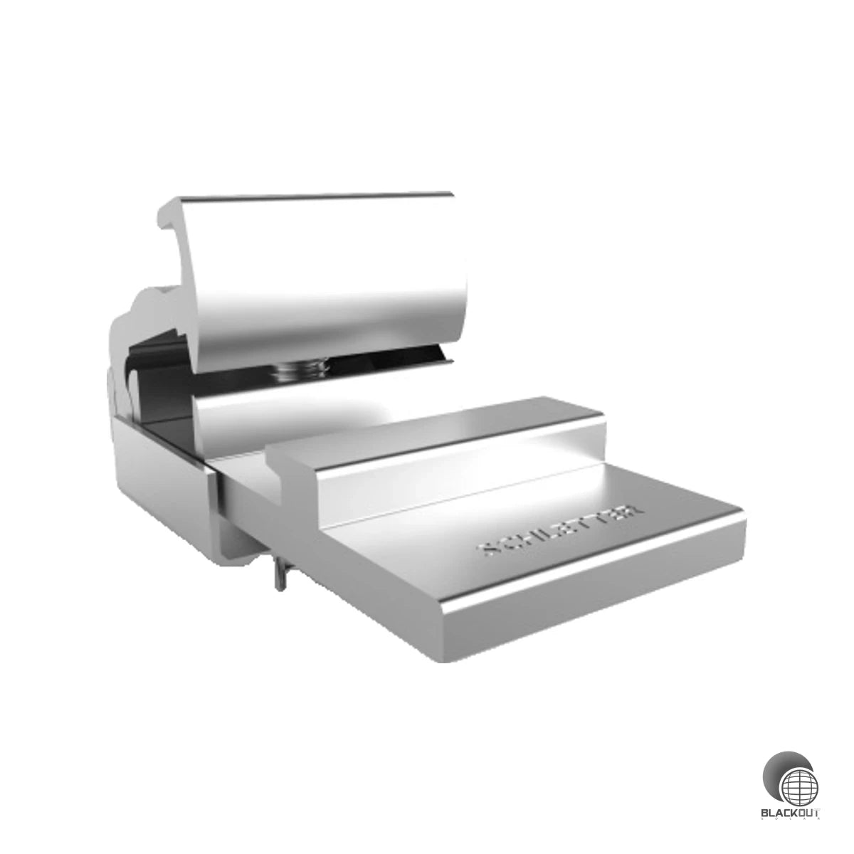 Nachrüst-Klemmstück aus Aluminium, das Standard-Eco-Dachhaken von Schletter mit der praktischen RapFix-Schienenbefestigung kombinierbar macht — ideal wenn kein nativer Rapid-Dachhaken verfügbar ist.