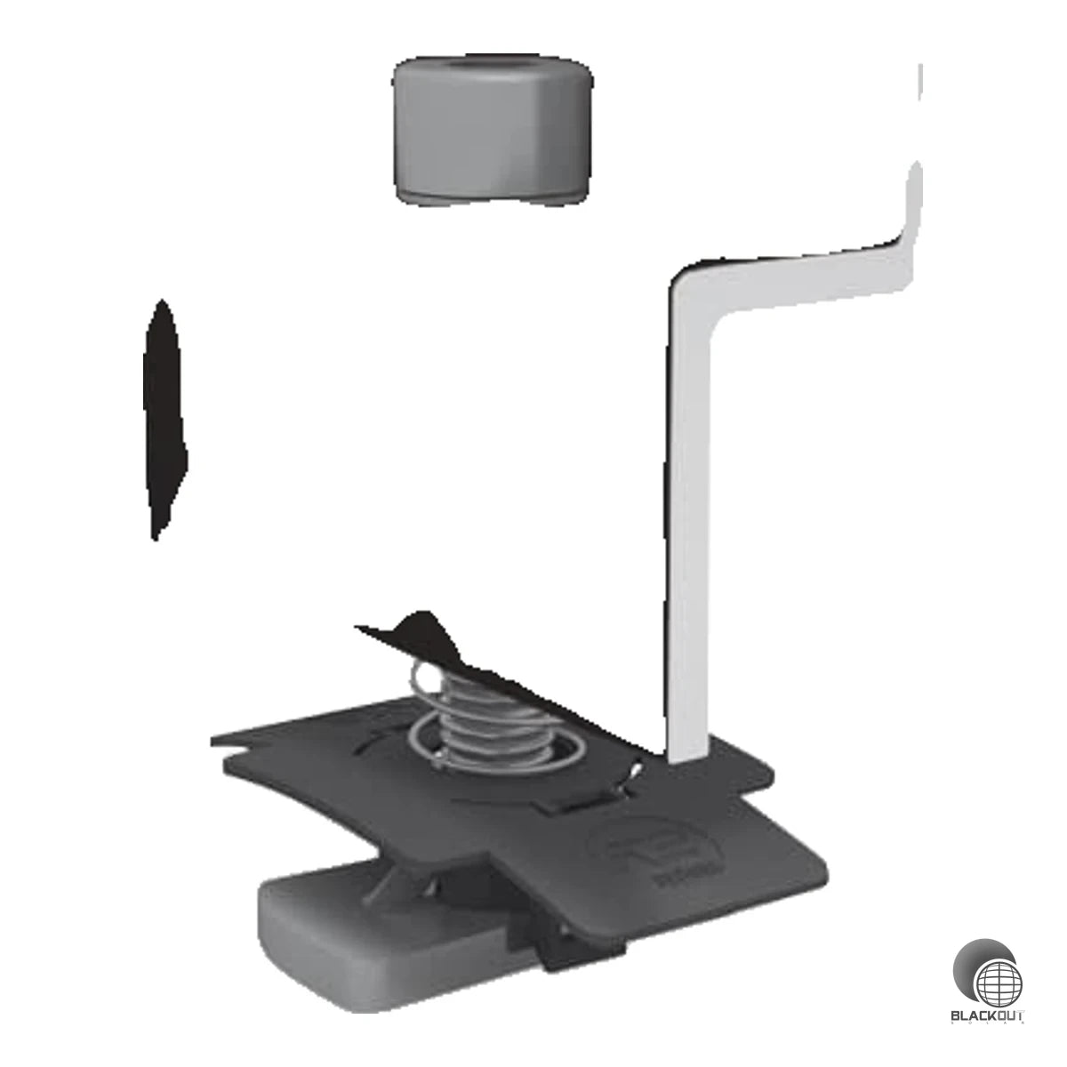Schwarz eloxierte Endklemme von K2 zur sicheren Fixierung von Solarmodulen mit 34–36 mm Rahmenhöhe. Komplett-Set inklusive Befestigungsmaterial aus Edelstahl und Aluminium.