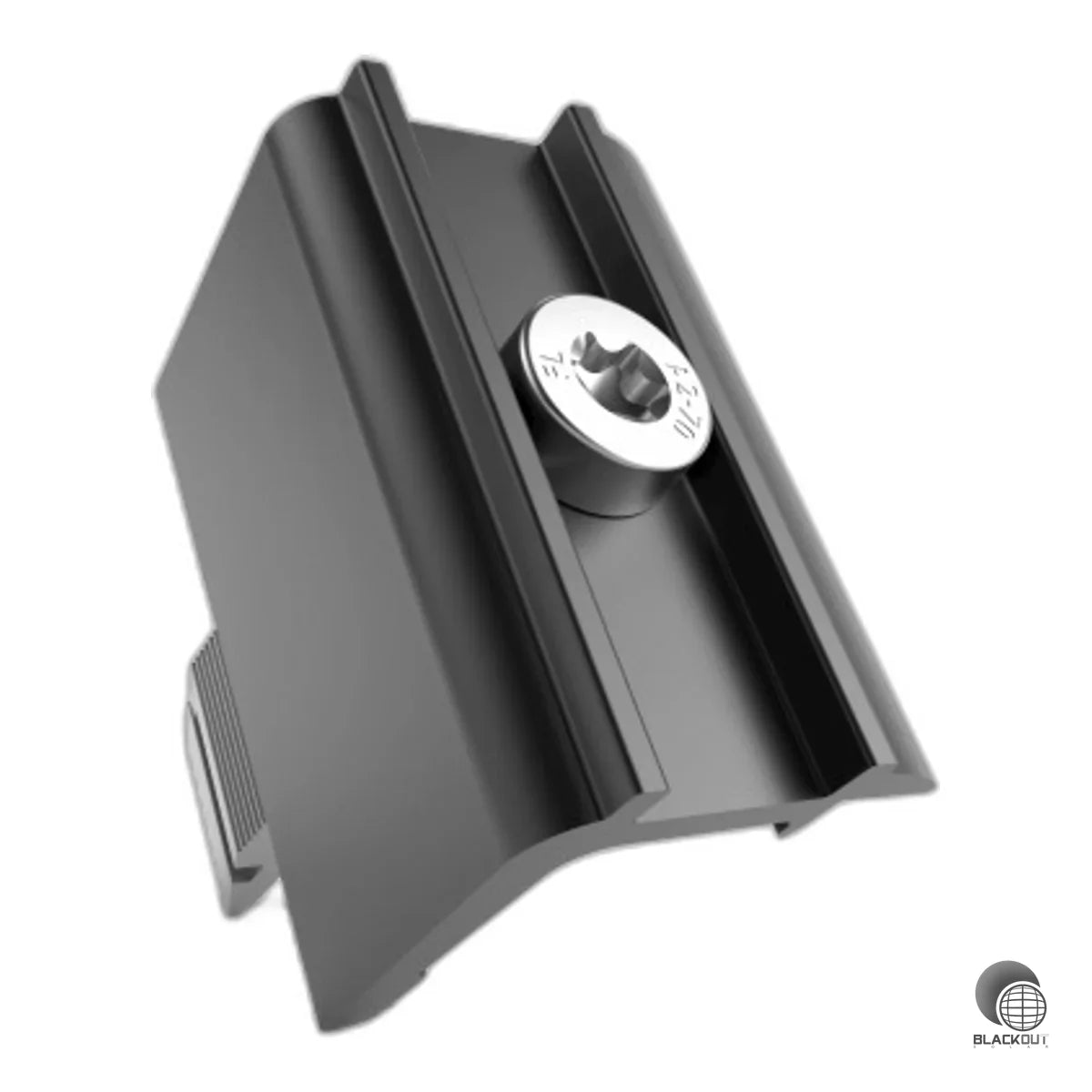 Schwarze Endklemme für die horizontale Modulmontage auf Schletter-Tragprofilen. Geeignet für Modulrahmenhöhen von 30–40 mm, mit integriertem Erdungspin und Befestigungsmaterial.