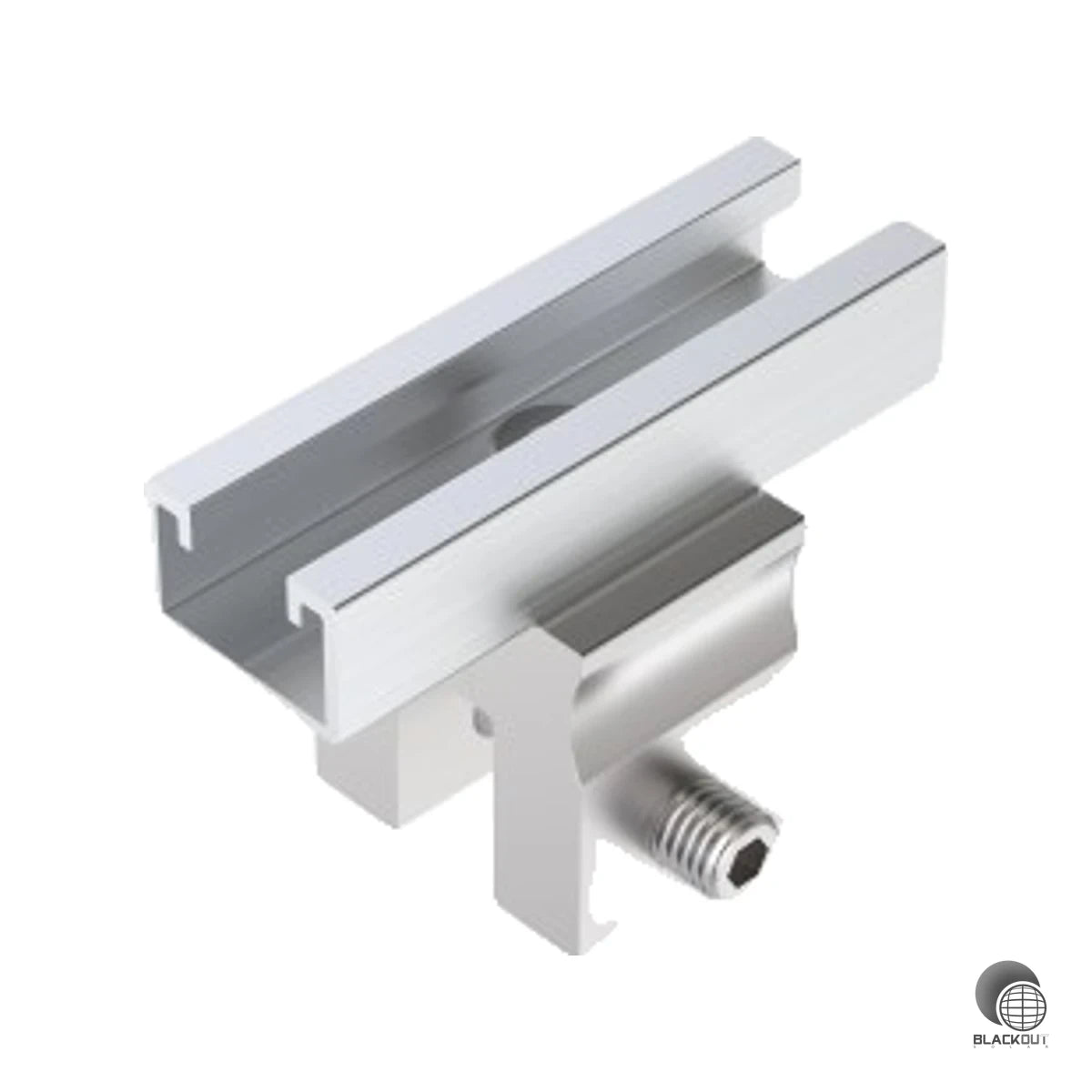 Vormontierte Winkelfalzklemme mit 80 mm Kurzschiene für die sichere und schnelle Montage von PV-Modulen auf Winkelfalz-Dächern.