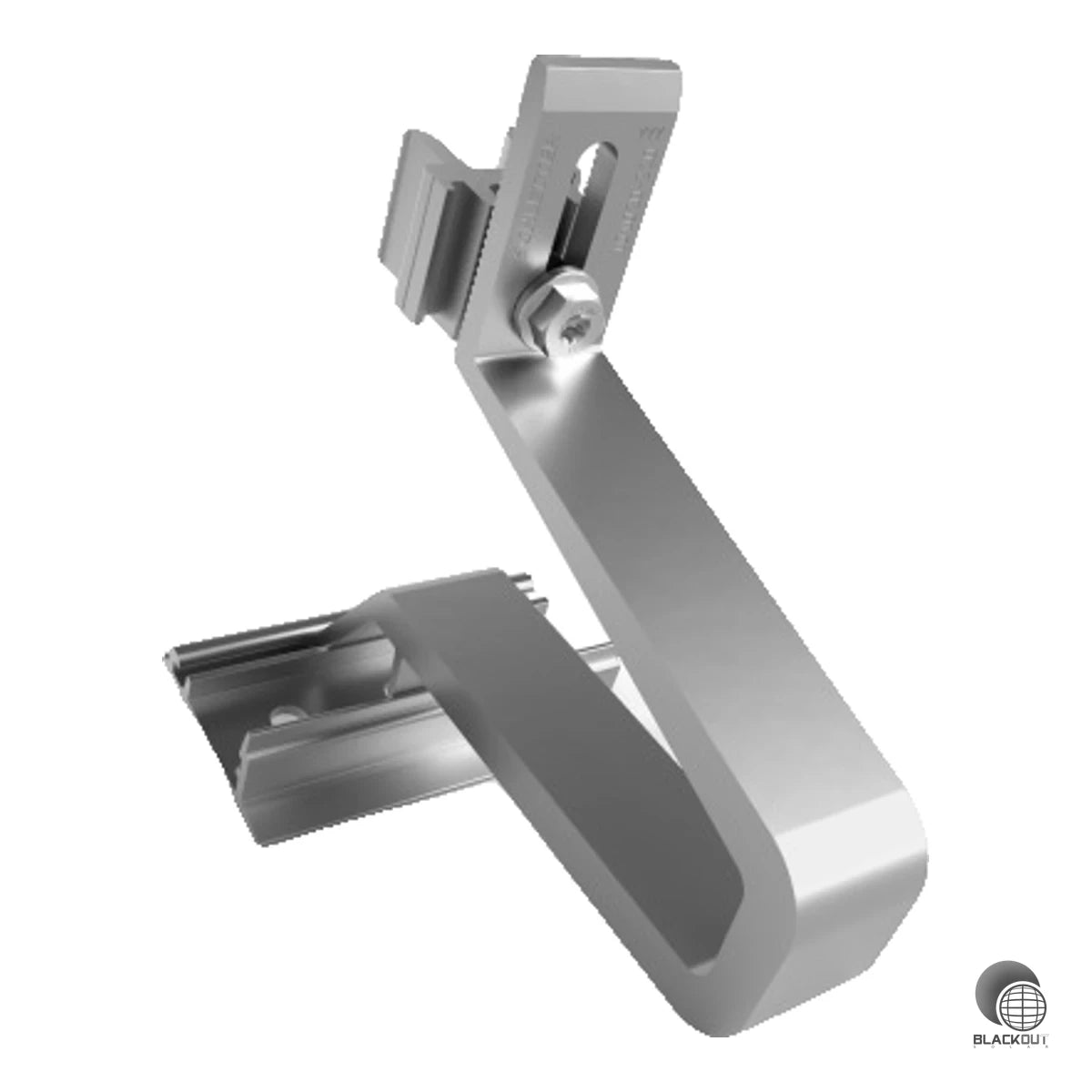 Aluminium-Dachhaken für Ziegeldächer mit Schnellmontage durch Einklick-System. Geeignet für höhere Schnee- und Windlasten, verstellbar von 10° bis 55° Dachneigung.