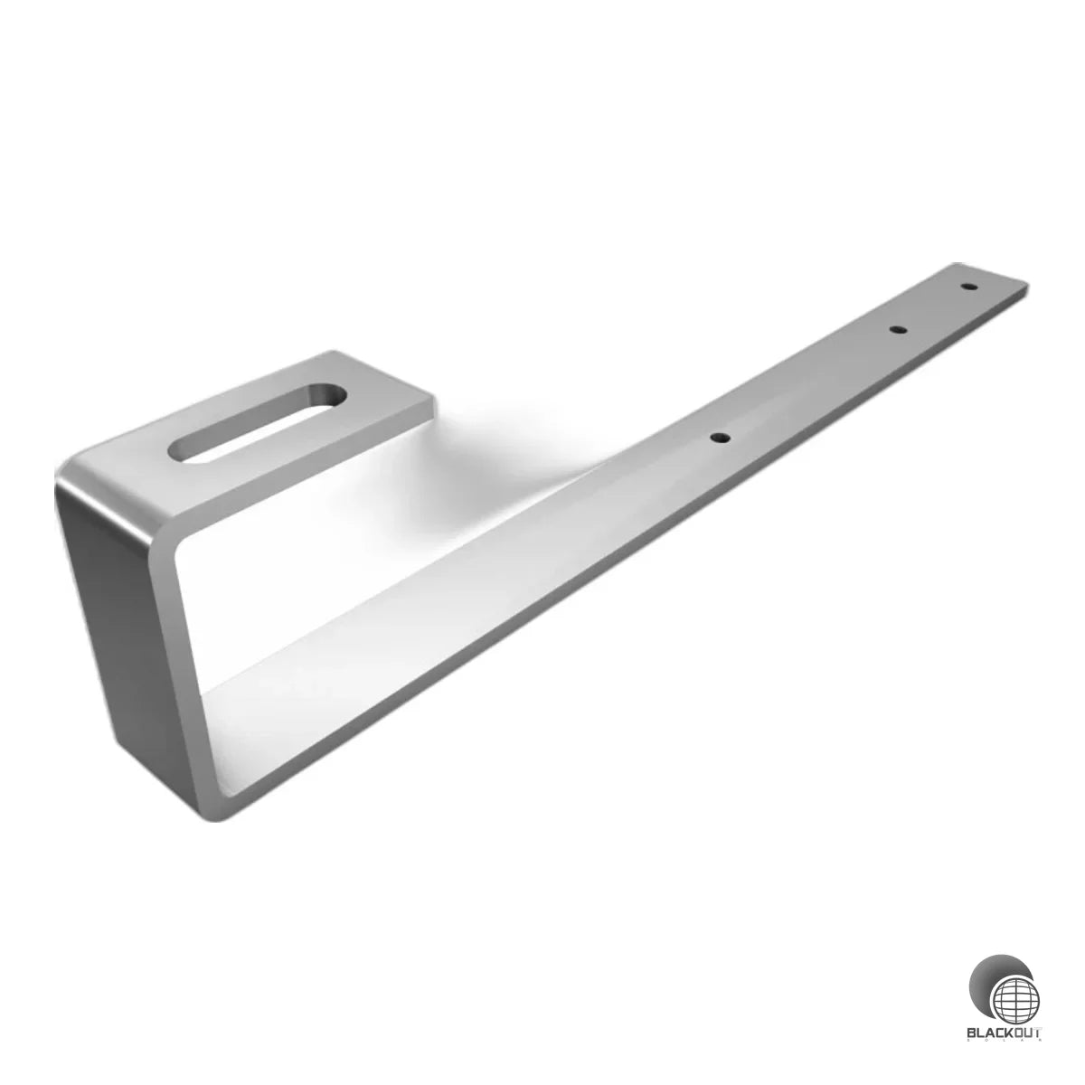 Edelstahl-Dachhaken zur Montage von K2 SolidRail Schienensystemen auf Schieferdächern. Ausleger 40x250x6 mm, Gesamthöhe ca. 72 mm, mit Langloch für Hammerkopfschraube M10.