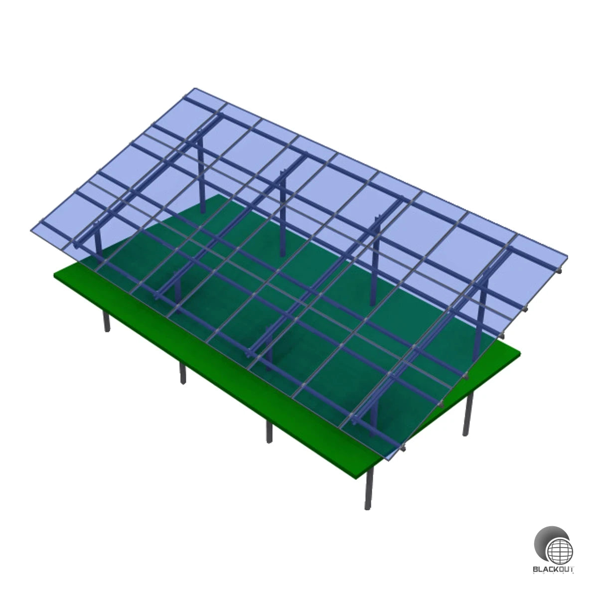 Professionelles Freiflächenmontagesystem von SL Rack für 9 Module in 3-fach vertikaler Anordnung (3V) – schnell montiert, statisch optimiert und flexibel an unterschiedliche Geländebedingungen anpassbar.