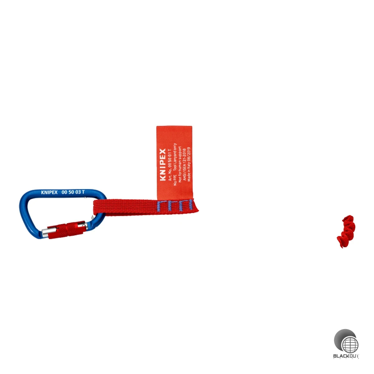 Zuverlässige Werkzeugsicherung für Arbeiten in der Höhe — die elastische Fangleine mit fixiertem Materialkarabiner hält Werkzeuge bis 1,5 kg sicher und verhindert gefährliche Stürze von Gegenständen.