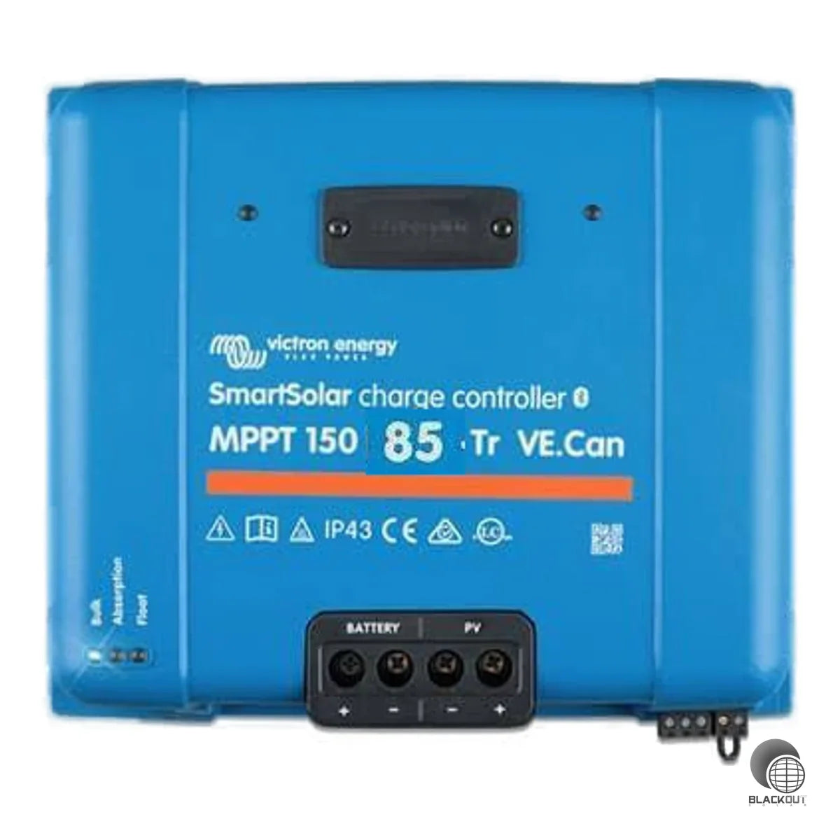 MPPT-Solarladeregler mit 85 A Nennladestrom und bis zu 150 V PV-Eingangsspannung für 12/24/36/48-V-Batteriesysteme. Ultraschnelles MPPT-Tracking, VE.Can-, VE.Direct- und Bluetooth-Schnittstelle für flexible Systemintegration.