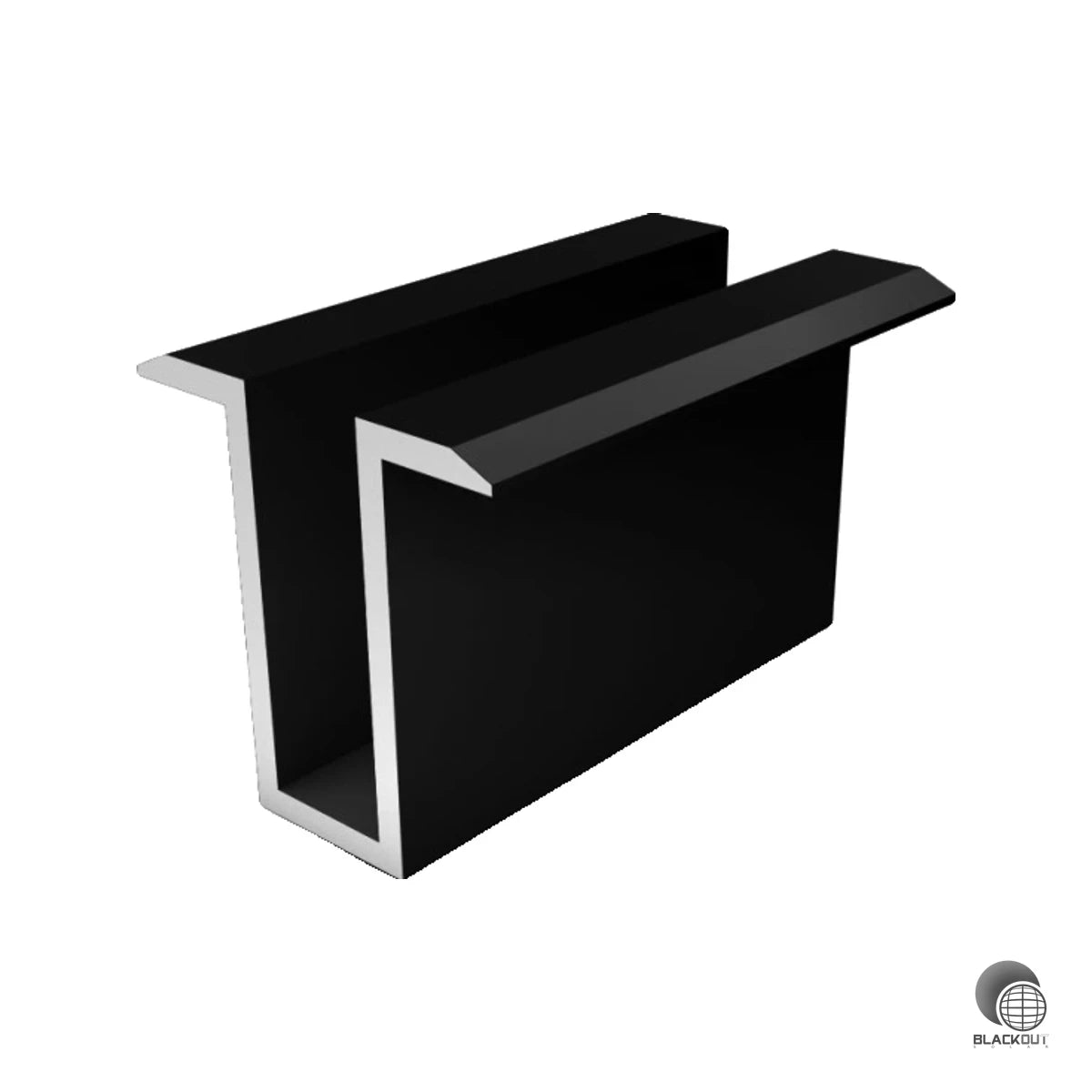 Schwarze Aluminium-Mittelklemme für die sichere Fixierung von Solarmodulen auf K2-Modultrageschienen — kompatibel mit Rahmen zwischen 30 und 50 mm Höhe.