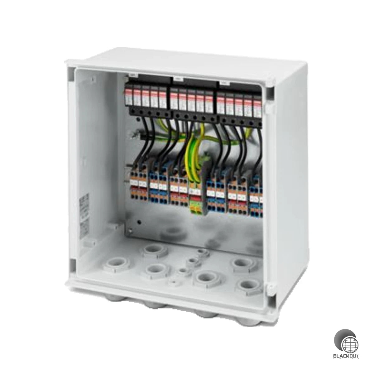 Generatoranschlusskasten für Photovoltaikanlagen mit Überspannungsschutz Typ 1/2 und Anschluss für 6×2 Strings bis 1000 V DC — zuverlässiger Schutz für größere PV-Anlagen.
