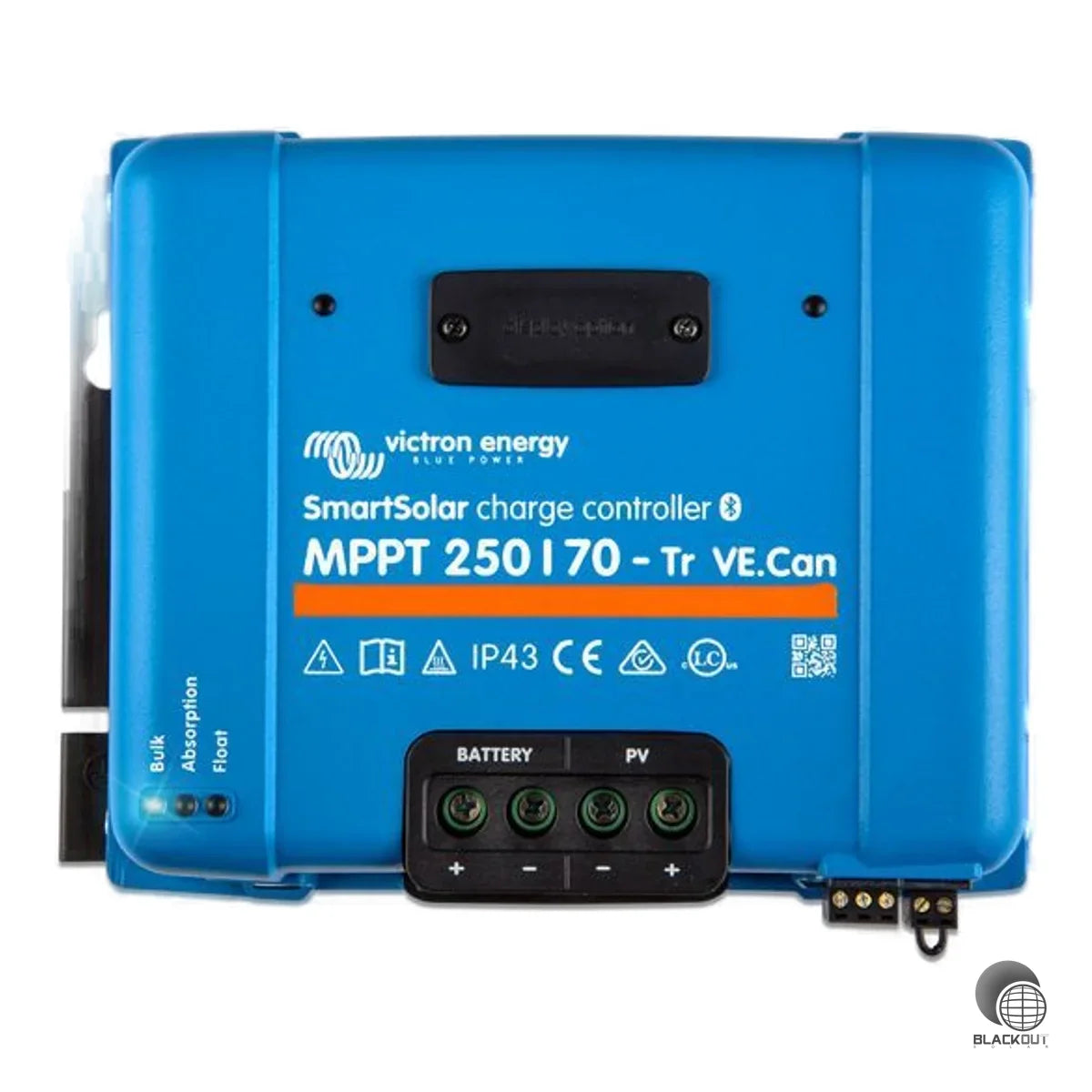 MPPT-Solarladeregler mit 70 A Nennladestrom für 12/24/48-V-Batteriesysteme. Ultraschnelles MPPT-Tracking, VE.Can- und VE.Direct-Schnittstelle sowie integriertes Bluetooth für Einrichtung und Überwachung.
