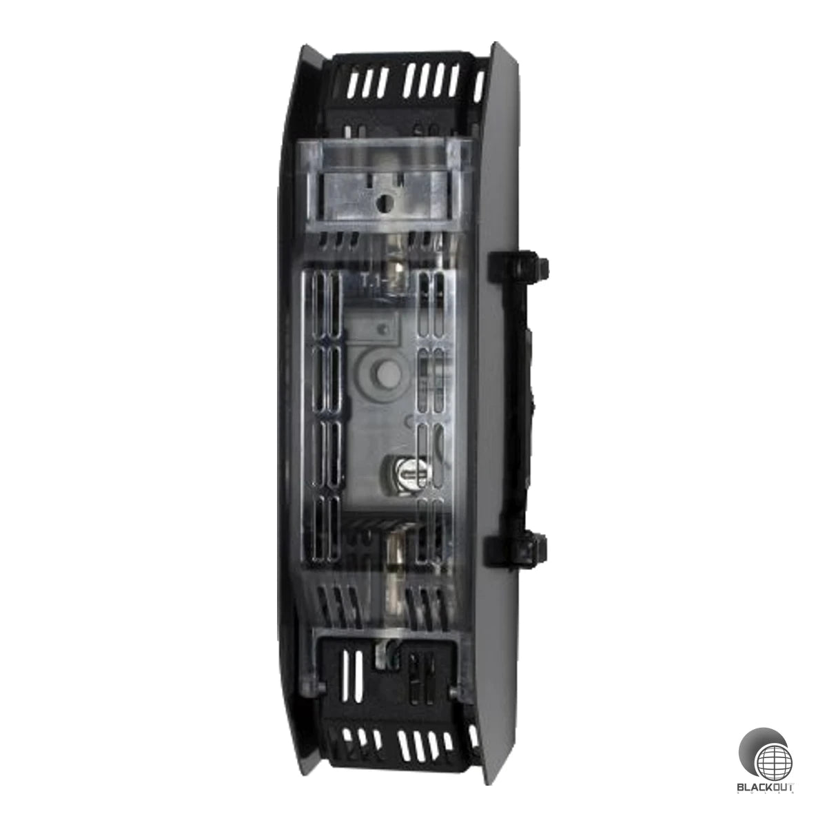 Einpoliger NH-Sicherungssockel der Baugröße NH1 für Photovoltaikanwendungen bis 1000 VDC und 250 A – mit integriertem Berührschutz für sicheres Arbeiten an DC-Stromkreisen in PV-Anlagen.