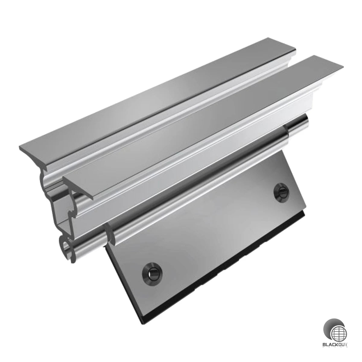 Aluminium-Befestiger für die horizontale Montage von PV-Modulen auf Trapezblechdächern. Passt sich stufenlos an die Trapezblech-Geometrie an und überzeugt durch vormontierte EPDM-Dichtung für zuverlässigen Witterungsschutz.