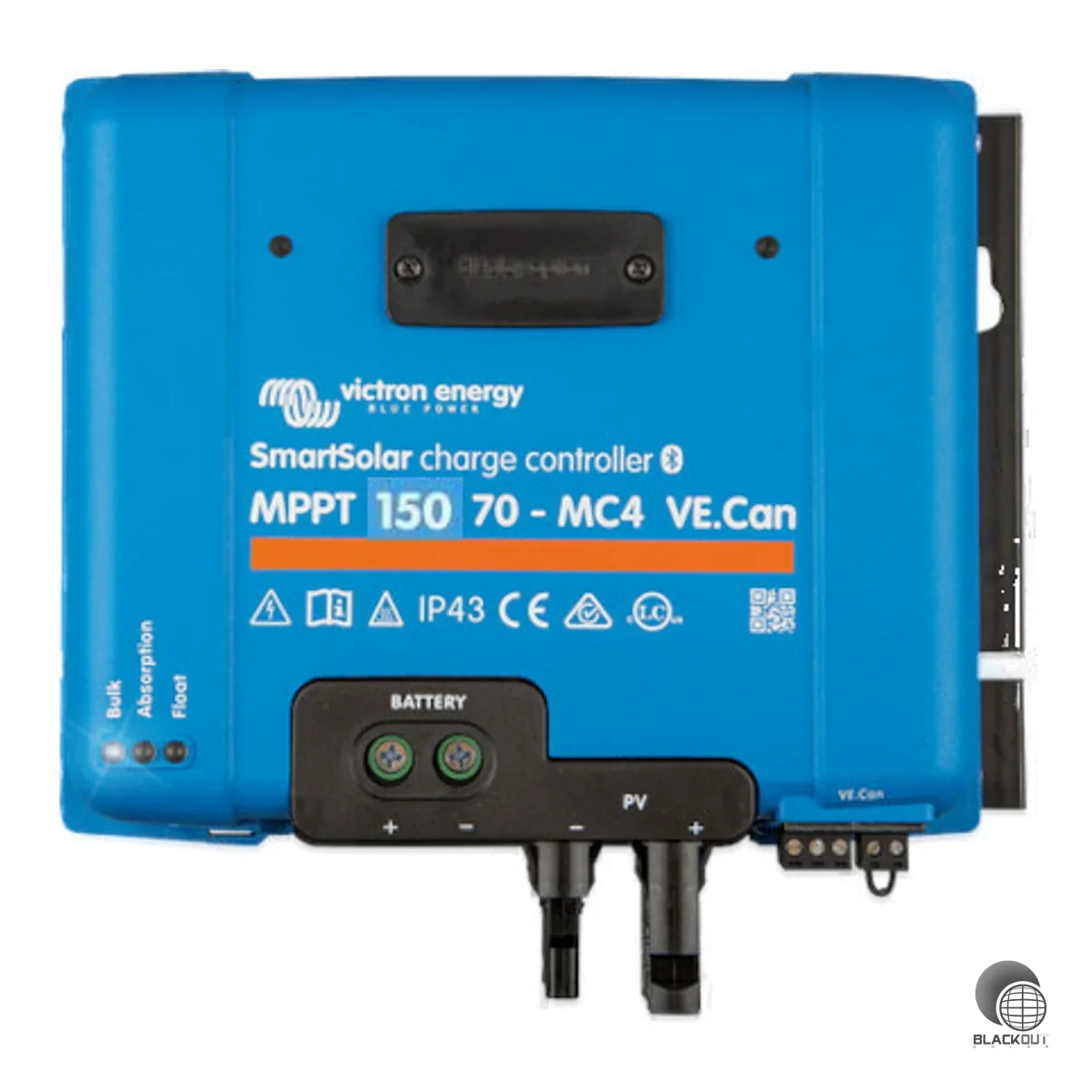 MPPT-Solarladeregler von Victron Energy mit 150V max. PV-Spannung und 70A Ladestrom, ausgestattet mit MC4-Anschlüssen und VE.CAN-Schnittstelle für professionelle Inselanlagen.