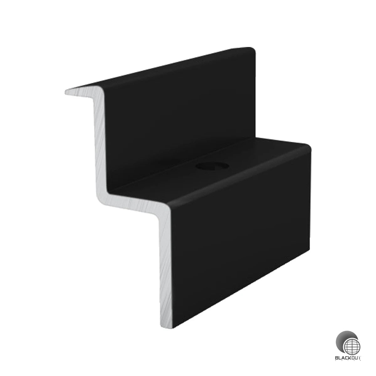 Schwarze Aluminium-Endklemme für K2 Modultrageschienen zur sicheren Fixierung von Solarmodulen mit 34–36 mm Rahmenhöhe. Stabil, witterungsbeständig und passgenau für K2-Montagesysteme.