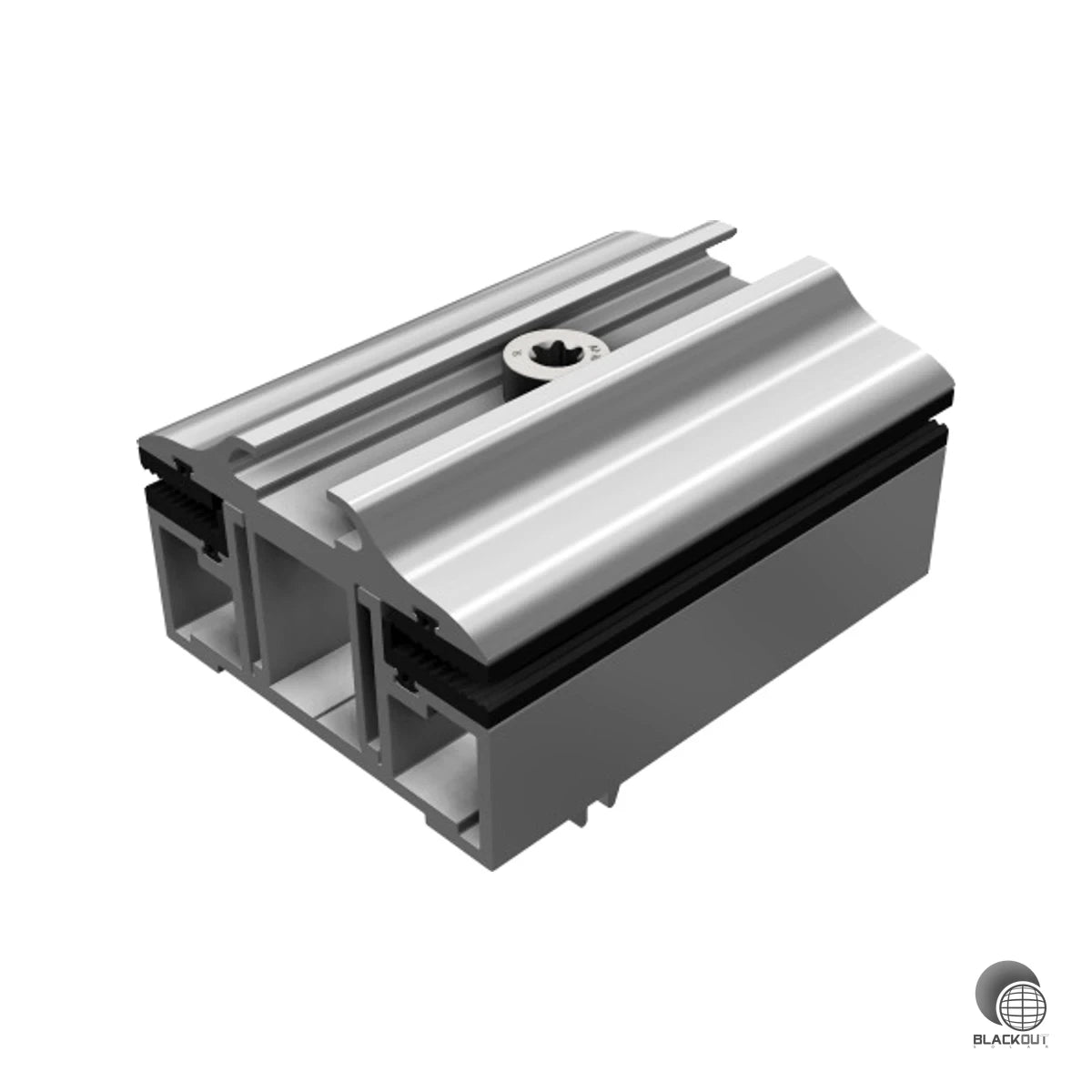 Mittelklemme für die sichere Befestigung rahmenloser Dünnschichtmodule – passgenau für verschiedene Moduldicken und kompatibel mit dem SL Rack Vario-Montagesystem.