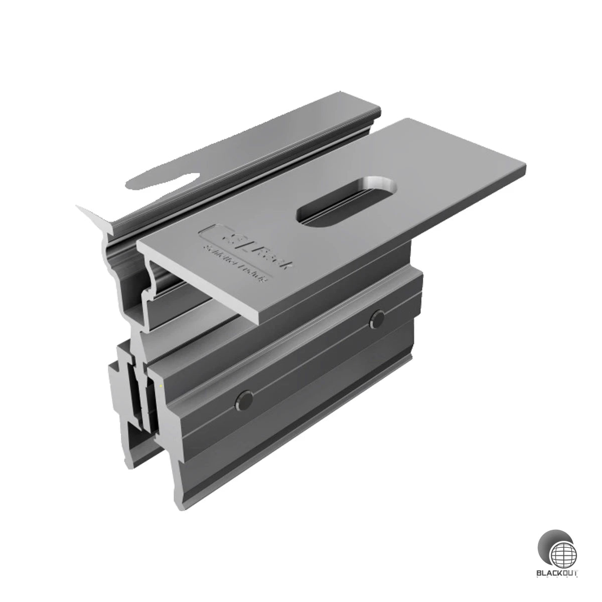 Die SL Rack Industriefalzklemme 2.0-4 ermöglicht eine schnelle, schienenlose Montage von Solarmodulen auf Domico GBS Stehfalzdächern — sicher, dachhautschonend und mit nur einem Werkzeug montierbar.