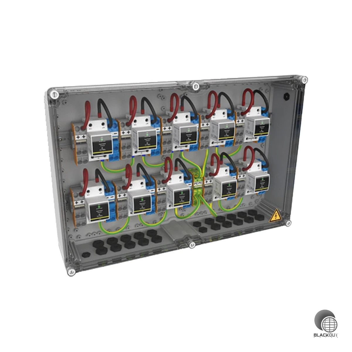 Kompakter Generatoranschlusskasten (GAK) der XS-Serie für PV-Anlagen mit kombiniertem Überspannungsschutz Typ 1+2+3 – ideal für Gebäude der Blitzschutzklasse III/IV.