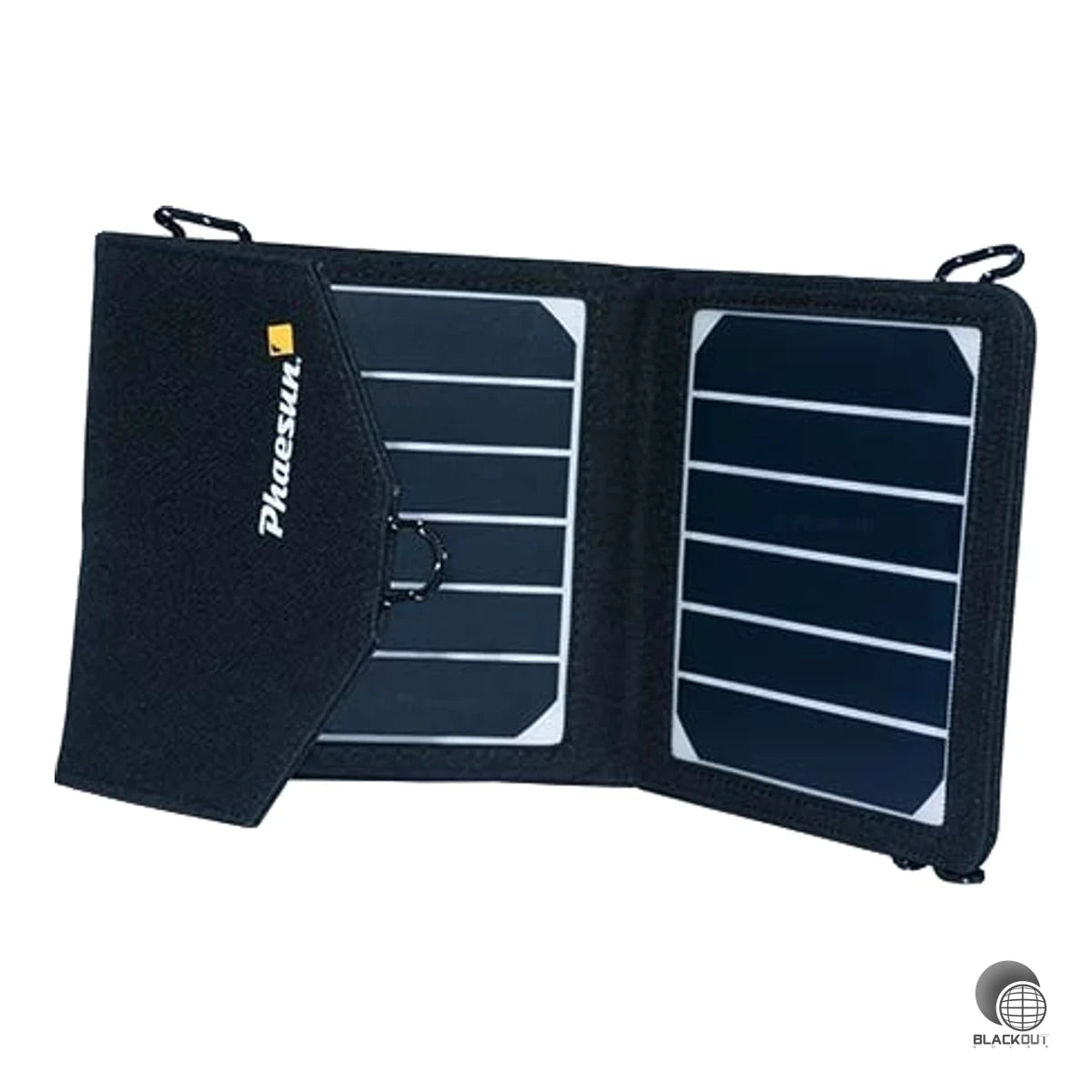 Faltbares 7-Watt-Solarmodul mit USB-Ausgang (5 VDC, 1120 mA) zum Laden von Smartphones, GPS-Geräten und Akkupacks unterwegs. Dank Textilrahmen mit integrierten Ösen leicht an Rucksäcken, Satteltaschen oder Booten befestigbar.