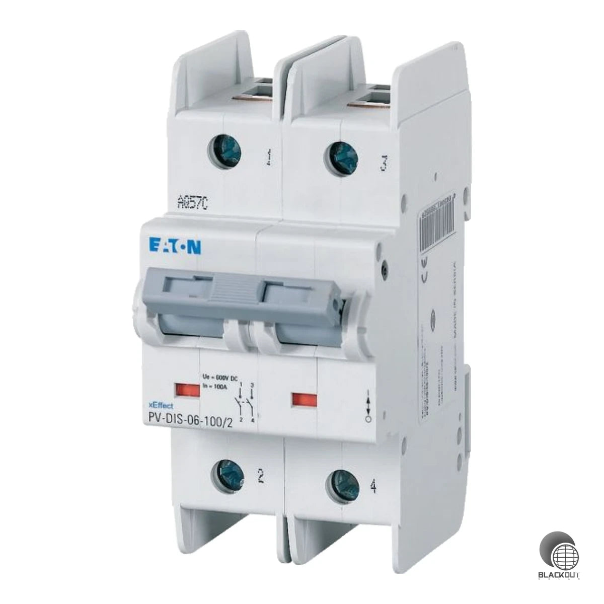 Kompakter 2-poliger PV-Lasttrenner für DC-Anwendungen bis 600 V und 125 A. Polaritätsunabhängig, mit nur 54 mm Breite (3 TE) ideal für den platzsparenden Verteilereinbau.