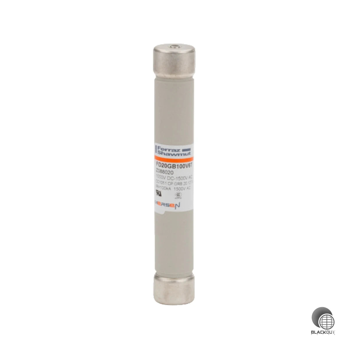 Zylindrische DC-Halbleiterschutzsicherung 20×127 mm der Klasse gR für 1500 V Gleichspannung — schützt Steuerkreise, Hilfseinrichtungen und Messgeräte in PV- und Stromrichteranlagen zuverlässig vor Überströmen.