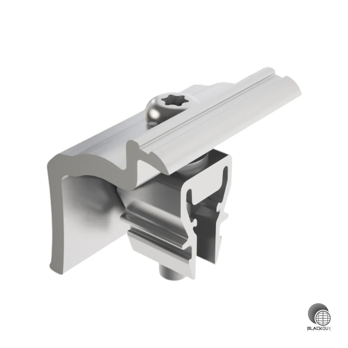 Aluminium-Endklemme für das PREFA PREVARIO Solarmontagesystem, geeignet für Modulrahmen von 37–47 mm Höhe. Unbehandelte (blanke) Ausführung mit nur 70 g Eigengewicht.