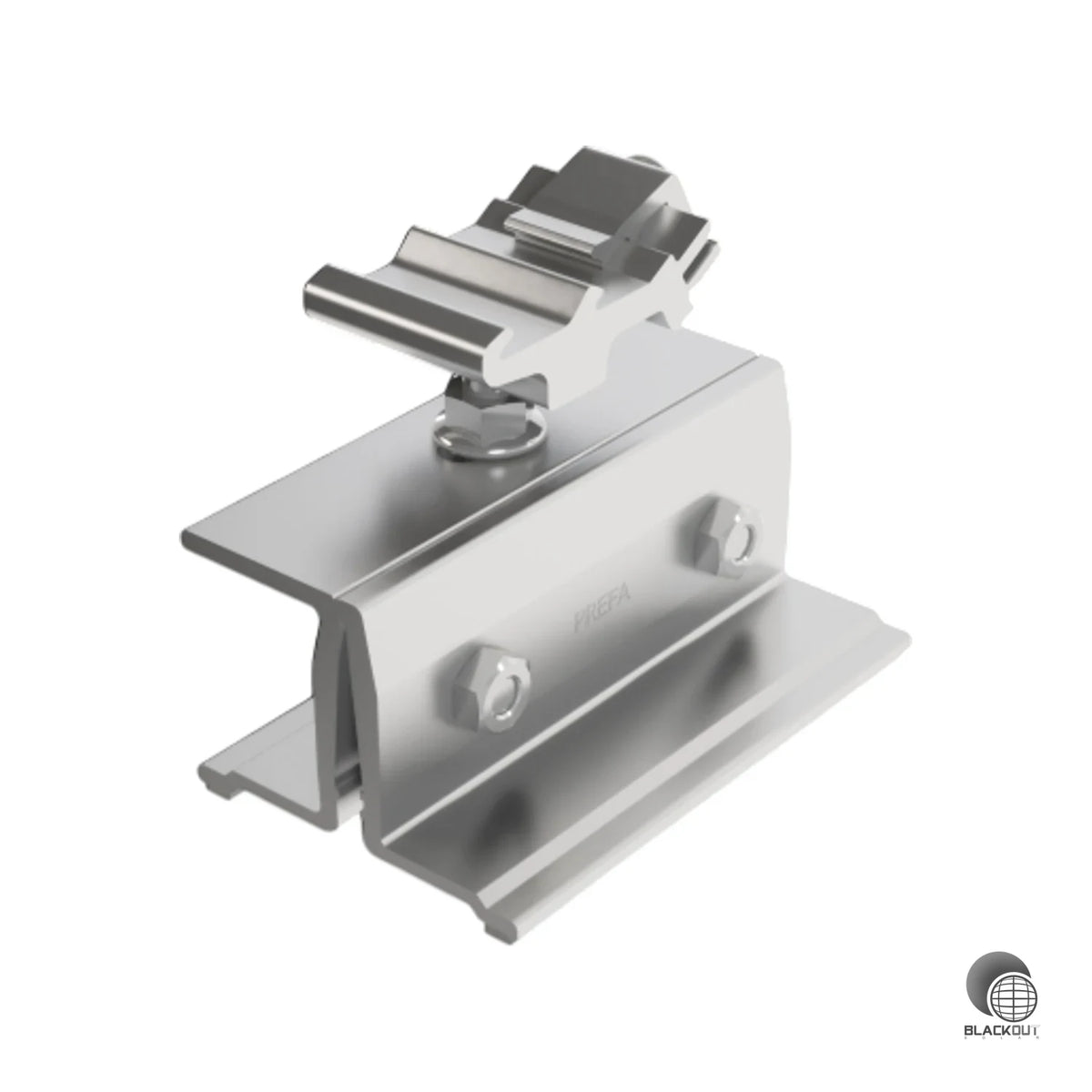 Aluminium-Solarhalter für die sichere Montage von PV-Modulen auf Prefalz-Schrägdächern — direkt aus dem PREFA PREVARIO Solarmontagesystem.