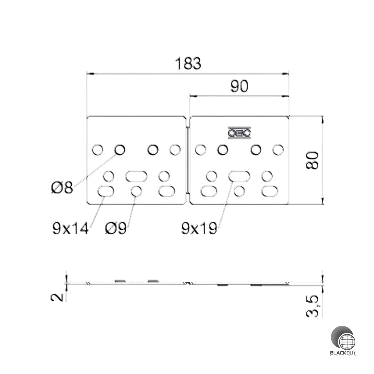 OBO Bettermann Unterlegplatte für Dachhaken 183×80×4 mm