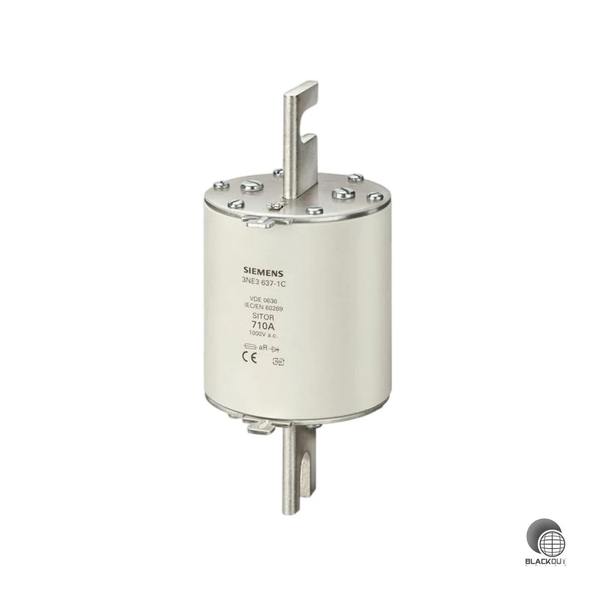 Superflinker NH3-Sicherungseinsatz mit geschlitzten Messerkontakten zum zuverlässigen Schutz von Leistungshalbleitern in anspruchsvollen AC- und DC-Anwendungen bis 1000 V.
