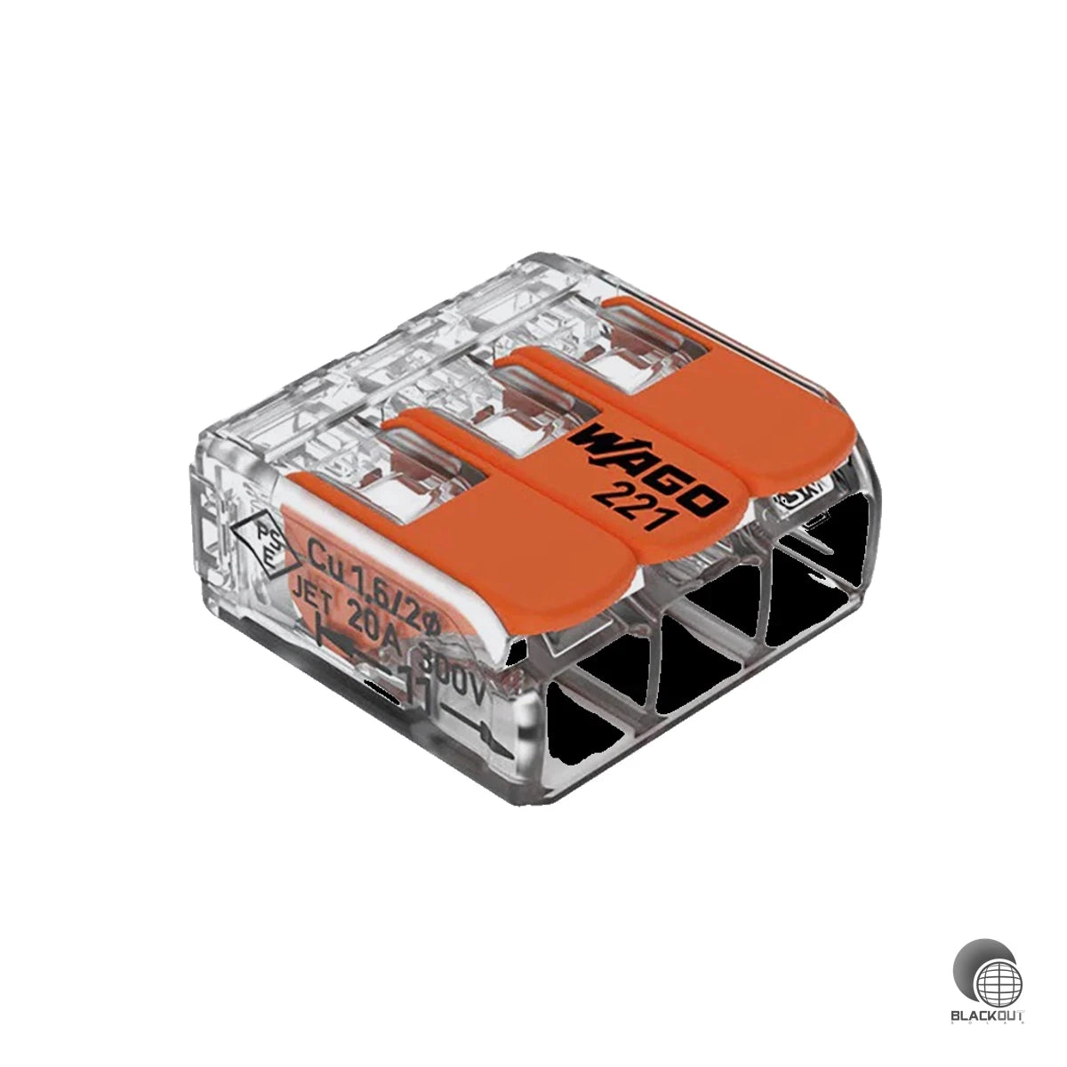WAGO 3-Leiter Verbindungsklemme mit Hebeln, für alle Leiterarten, max. 4mm², transparent 1
