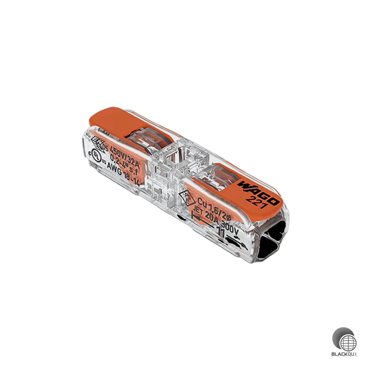 WAGO Durchgangsverbinder mit Hebeln, für alle Leiterarten, max. 4mm², transparent 1
