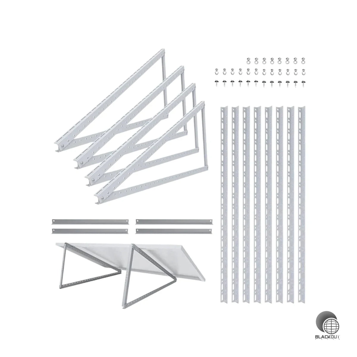 Balkonkraftwerk Halterung (für 2 Mod.) für Solarpanel Aufständerung bis 118 cm Flachdach PV Solarmodul | Verstellbar 0-90° 1