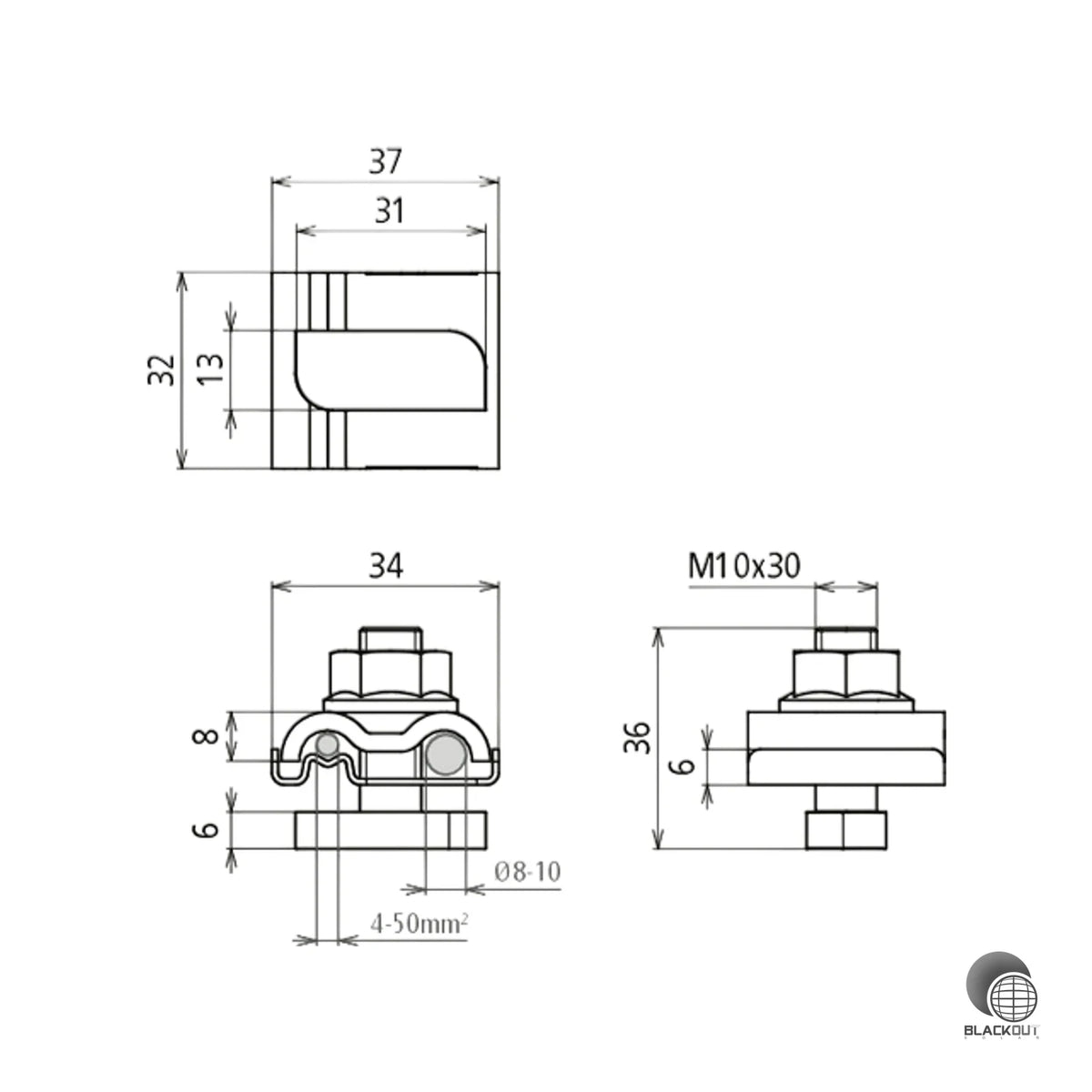 Dehn UEK 8.10 AQ4 50 Uni-Erdungsklemme NIRO M10 Hammerkopf