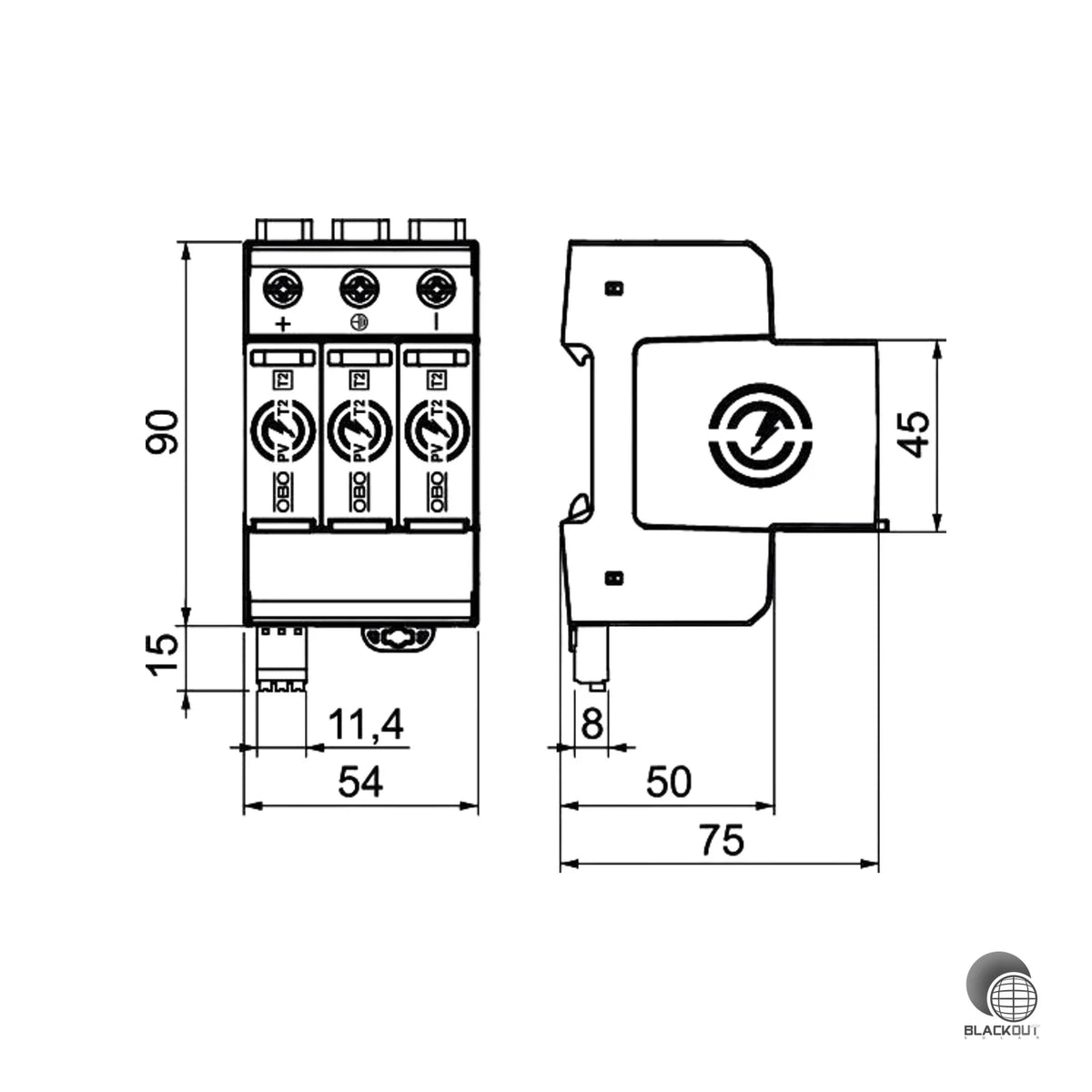 OBO Bettermann PV SurgeController 3-polig Überspannungsschutz 1100V DC